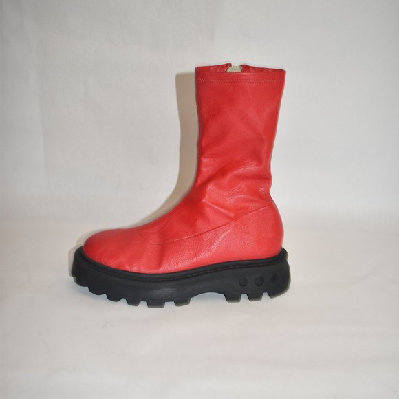SIMON MILLER Vegan Leather Scrambler Boot Boots Red Size 39 9 US - Picture 5 of 10